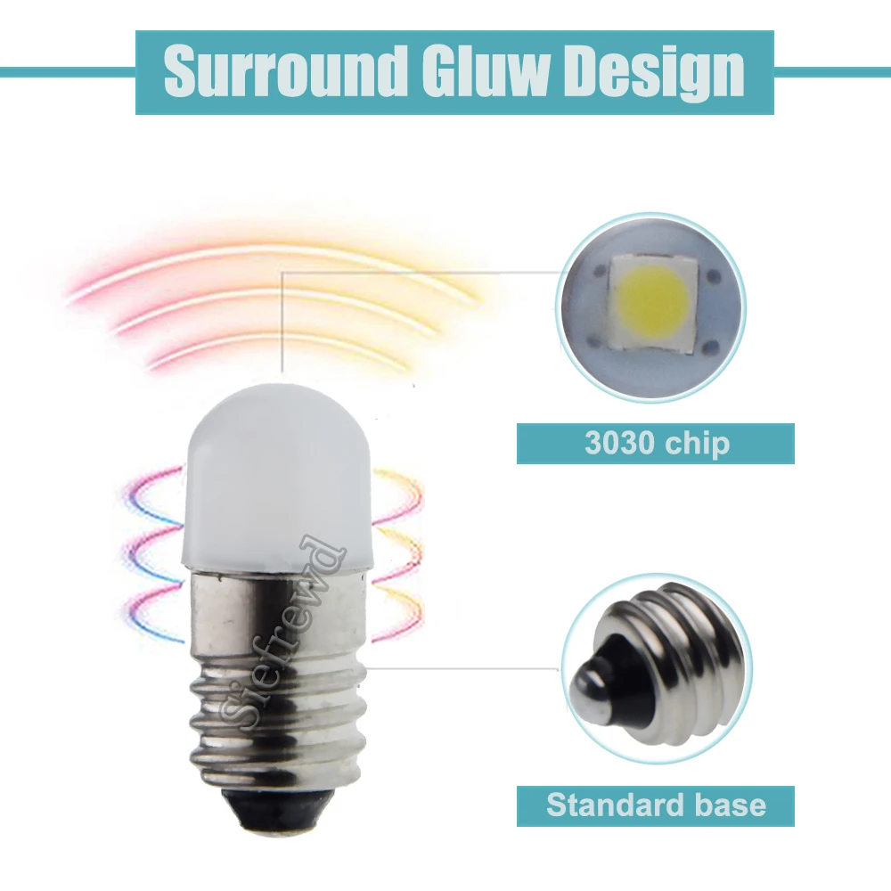 4 шт E10 LED Upgrade Flash light Bulb 3V 5 V 6V 12V 3030 1SMD винт мини-лампа реплицирующий фонарь машина