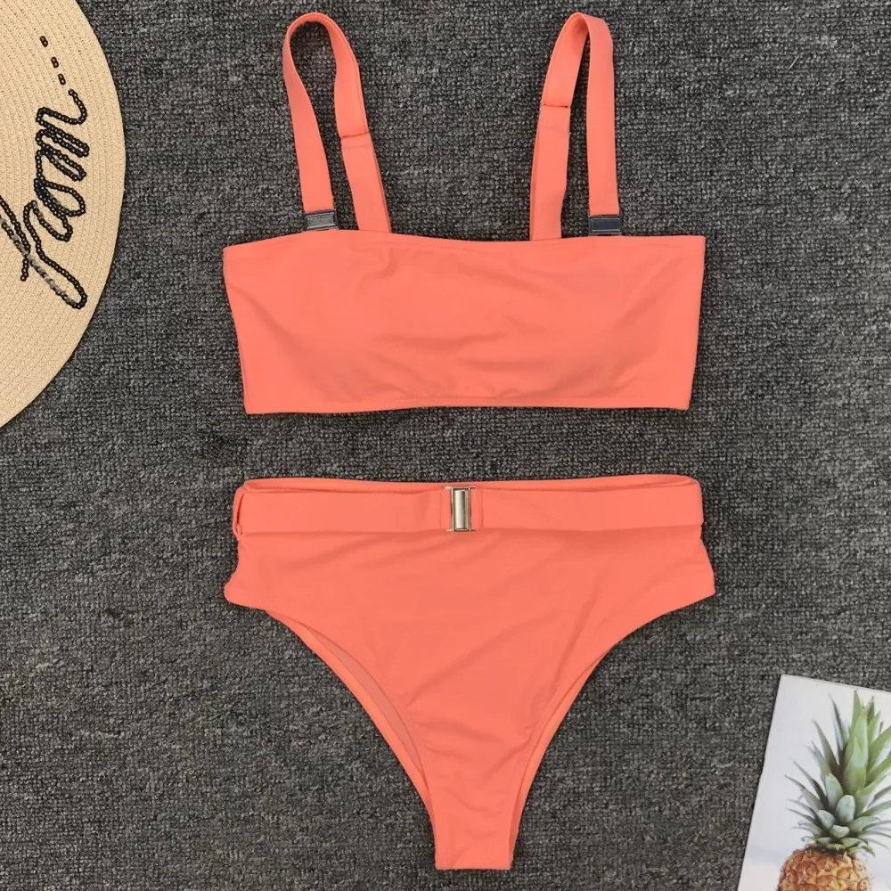 

2021 High Waist Bathing Suits Push Up Sexy Swimsuit Women Sport Crop Bikini Sets Woman Beach Swimwear Brazilian Clothes