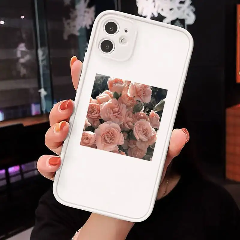 

Art flowers Beautiful fashion Phone Case matte transparent For white iPhone 7 8 x xs xr 11 12 pro plus max mini Clear Funda