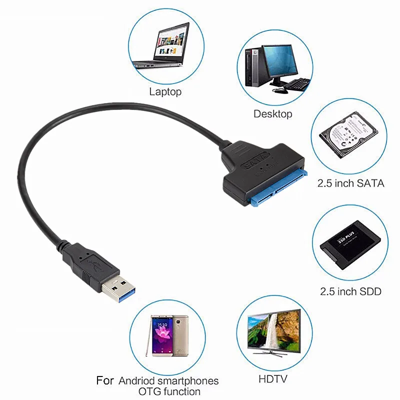USB 3.0 TO SATA Cable Sata to Adapter Up 6 Gbps Support 2.5 Inches External HDD SSD Hard Drive 22 Pin III | Компьютеры и офис