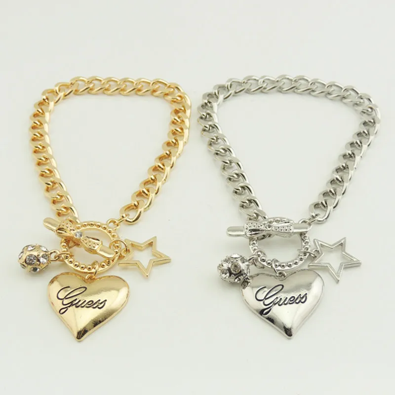 Очаровательные браслеты в виде большого сердца для женщин золотого и