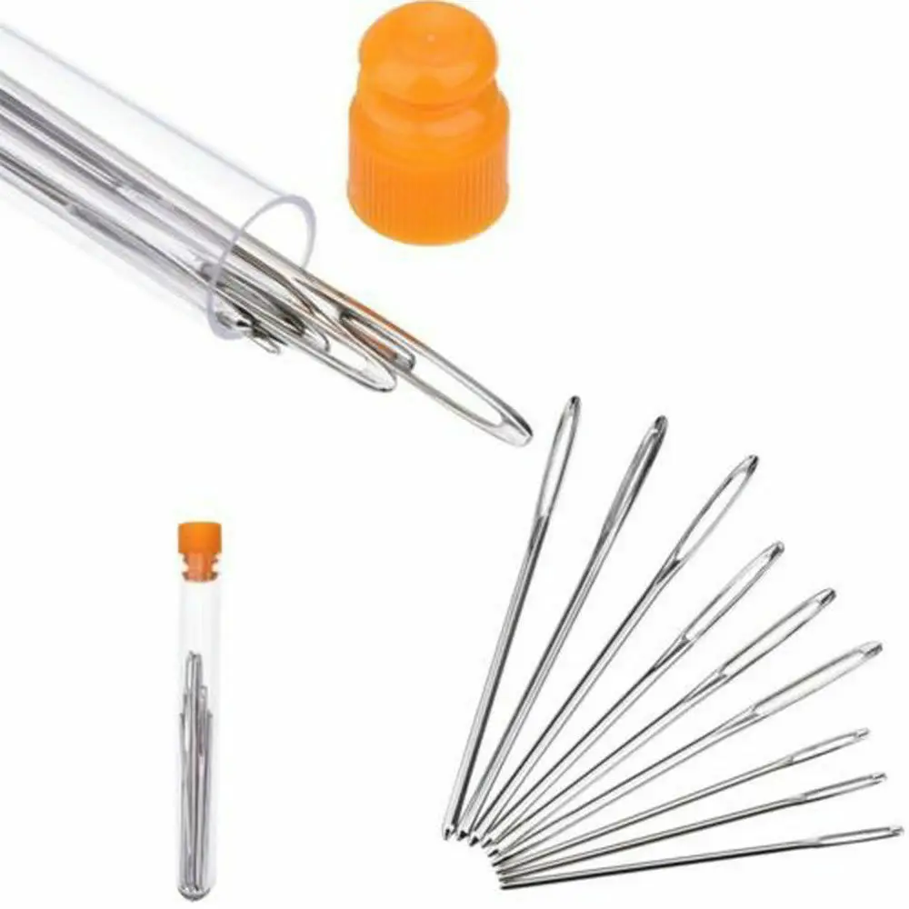 

9pcs DIY Crafts Tools Large Eye Needles Stainless Steel Embroidery Cross Stitch Knitting Yarn Sewing Hand Crochet Hook Set Kit