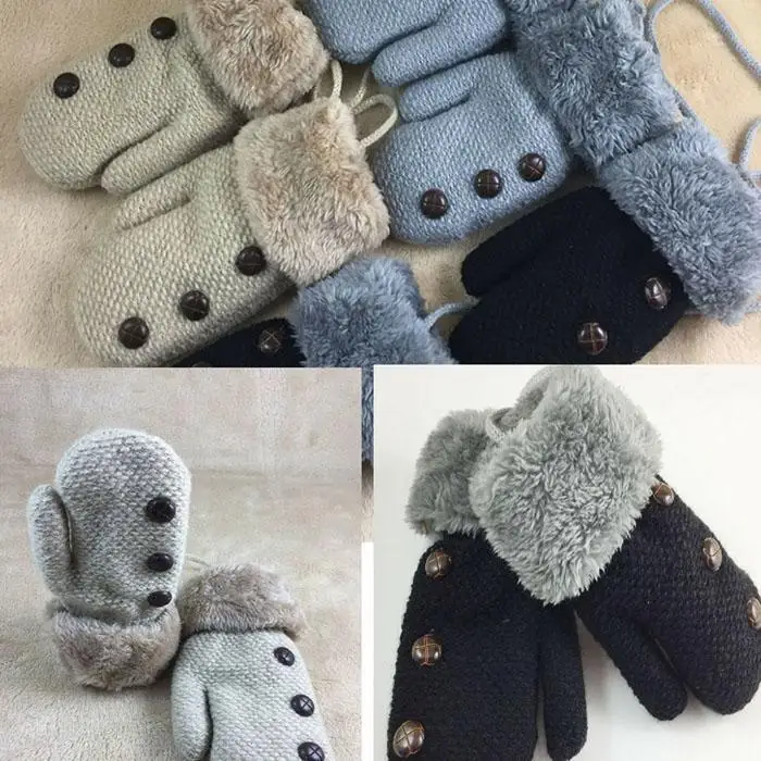 Детские модные зимние повседневные Лоскутные черные/серые/перчатки цвета хаки для детей от 4 до 7 лет