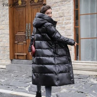 fitaylor winter hooded long jacket women white duck down coat warm thick parkas female hight quality black overcoat snow outwear