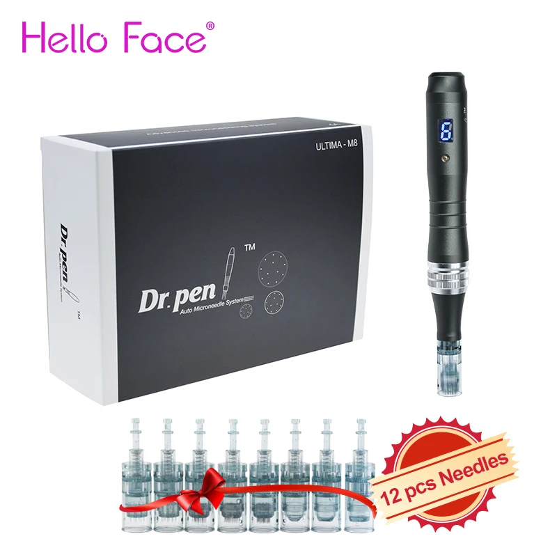 Dr. Pen Ultima M8 With 12PCS Cartridges Professional Micro Needling Pen Skin Care Kit Mesotherapy Home Use Beauty Device
