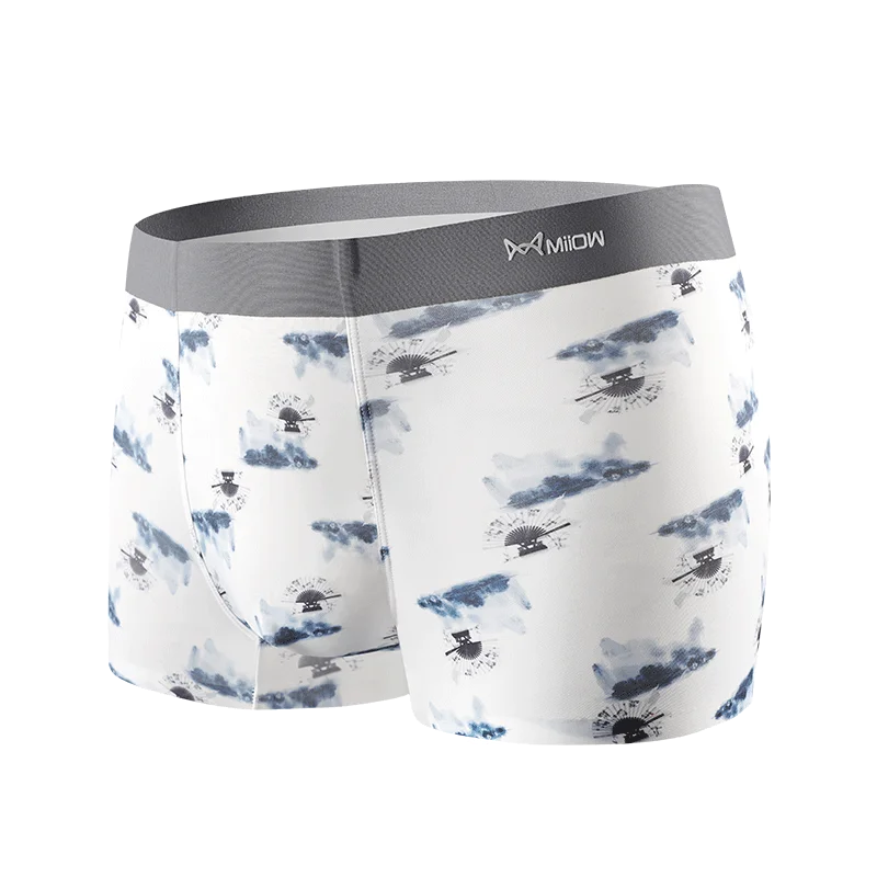 MiiOW 3PCS Retro Men Underpants Breathable Soft 3A Grade Antibacterial Moisture Absorbent Soft Elastic New Design Male Panties