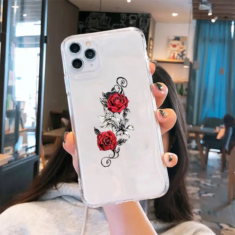 

Checkerboard Flame flower fire art Phone Case Transparent for iPhone 6 7 8 11 12 s mini pro X XS XR MAX Plus cover funda shell