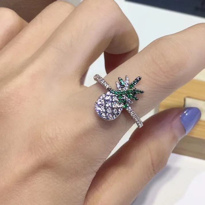 Модные с мелким цирконием AAA циркон дрель ананаса забавное кольцо свободная