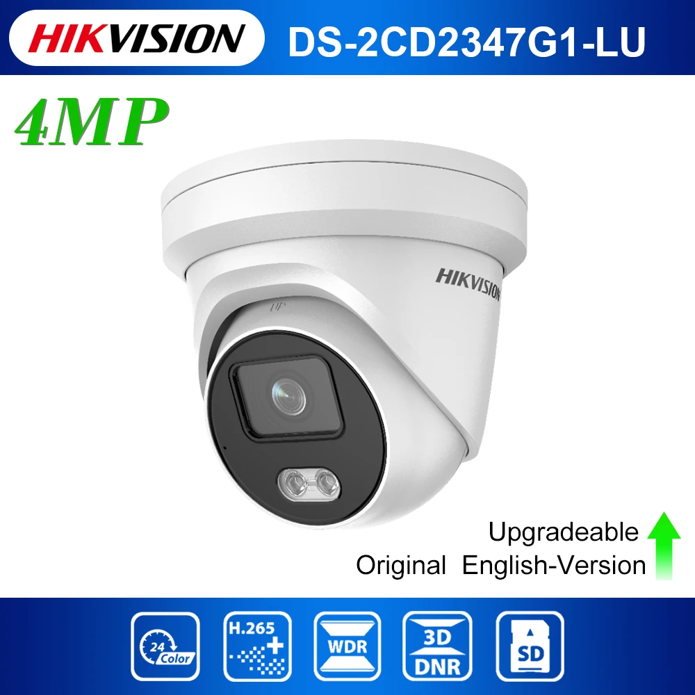 

Hikvision Original ColorVu IP Camera Security DS-2CD2347G1-LU HD 4MP Network Bullet PoE H.265+ WDR DNR CCTV SD Card Slot Webcam