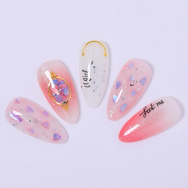 1 коробка Seashell ломтики 3d-украшения для ногтей неправильный ноготь