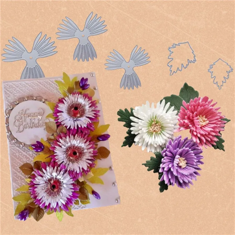 

Chrysanthemum Flower Metal Cutting Dies Embossing Stencils for DIY Scrapbooking Photo Album Decorative Paper Cards Making Tool