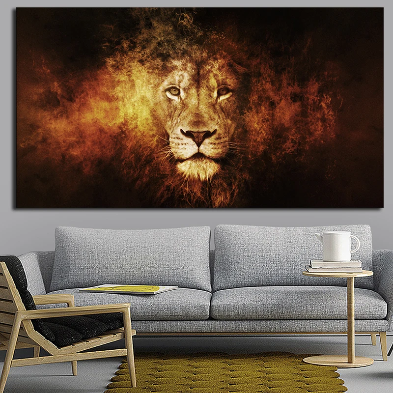 Абстрактный дикий лев картина с животными современный Печатный постер и принты
