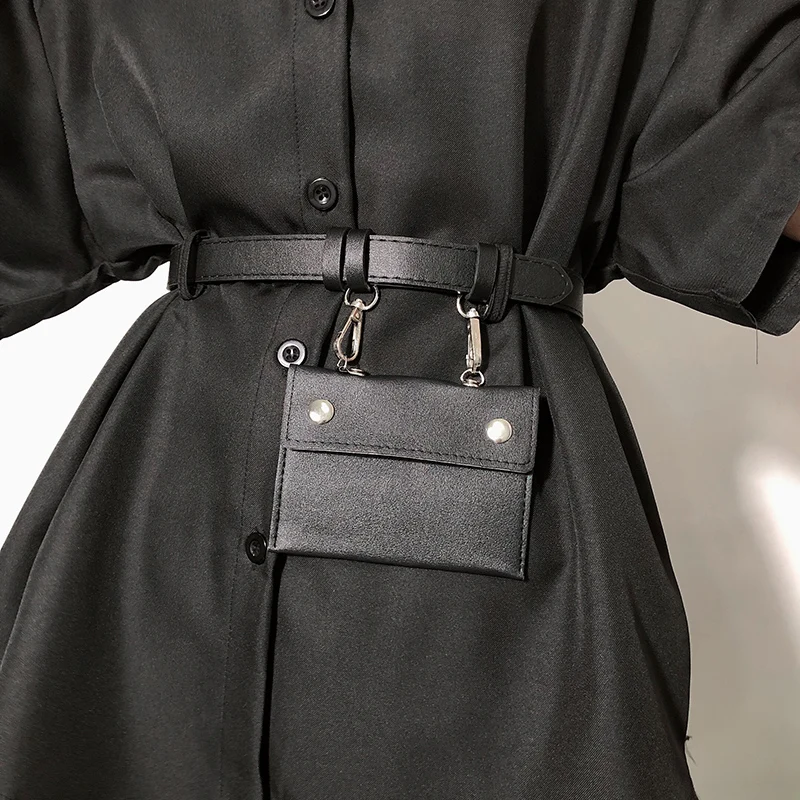 

QWEEK Harajuku Punk Dress Shirt Women Streetwear 2021 Fashion Women Korean Kpop Black Shirt Dress Korean Style Short Dress Woman