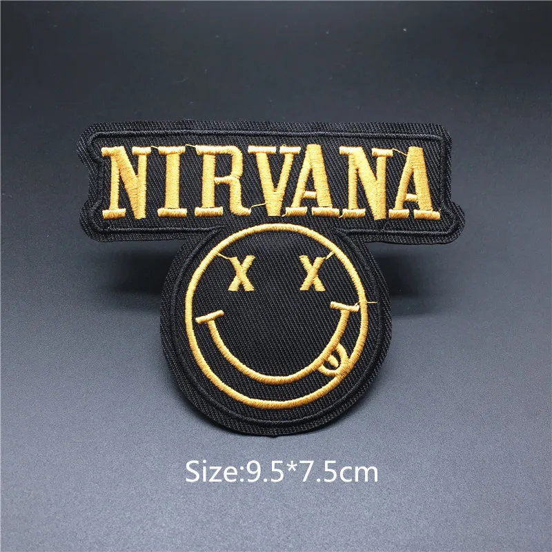 Антикварная медь Nirvana рок-группа нашивки значки Рик и Морти мультфильм Покемон нашивки металлическая полоса железные нашивки для детской одежды Appliues - Цвет: Антикварная медь