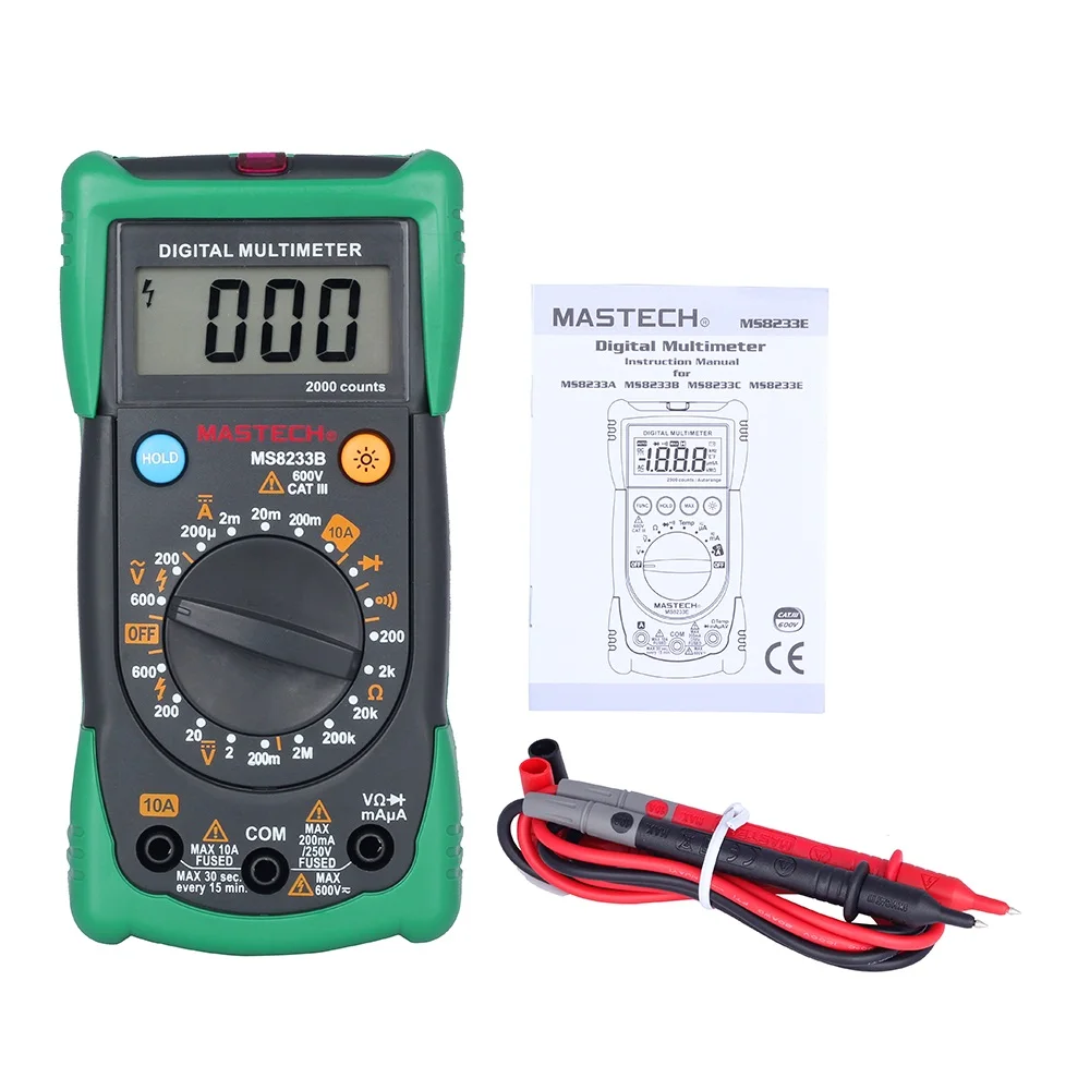 

2000 Counts LCD Display AC Voltage Detector Digital Multimeter MS8233B