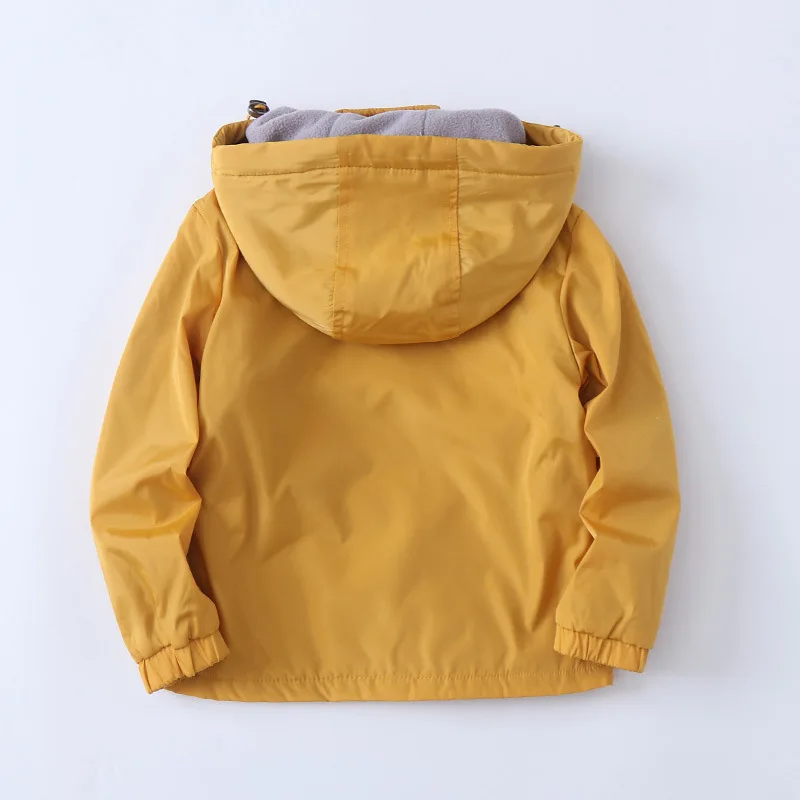 IYEAL/Детская ветрозащитная куртка с капюшоном для мальчиков пальто на флисовой