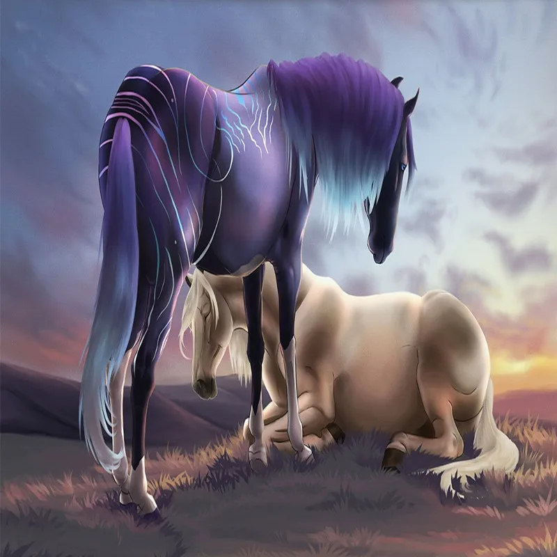 Прямая поставка пользовательские фото обои 3D стерео закат лошадь живопись фон