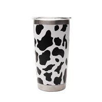 retail 20oz cow print tumblers mugs leak proof stainless steel double wall insulation tumbler with lid for ice and hot drinking