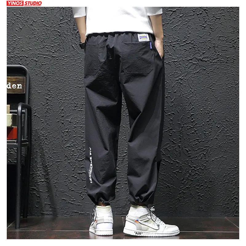 Мужские повседневные брюки в полоску однотонные свободные японском стиле