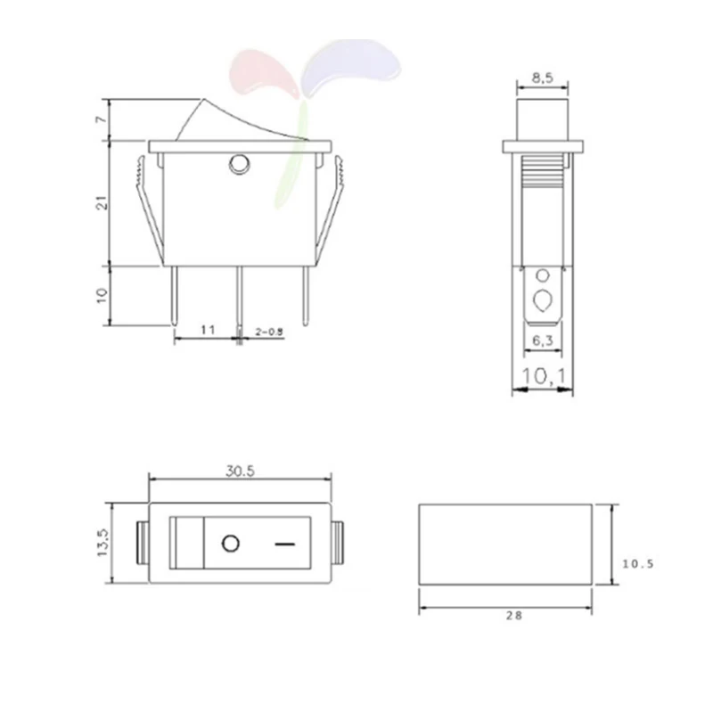 Переключатель кнопочный KCD3 прозрачный с крассветодиодный светодиодсветильник