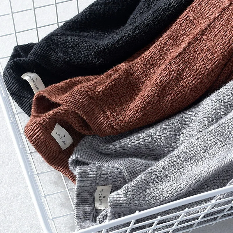 

2020 Autumn Winter New Men O-Neck Slim Fit Pullover Sweater Fashion Solid Color Thick Warm Bottoming Shirt Male Brand Clothes