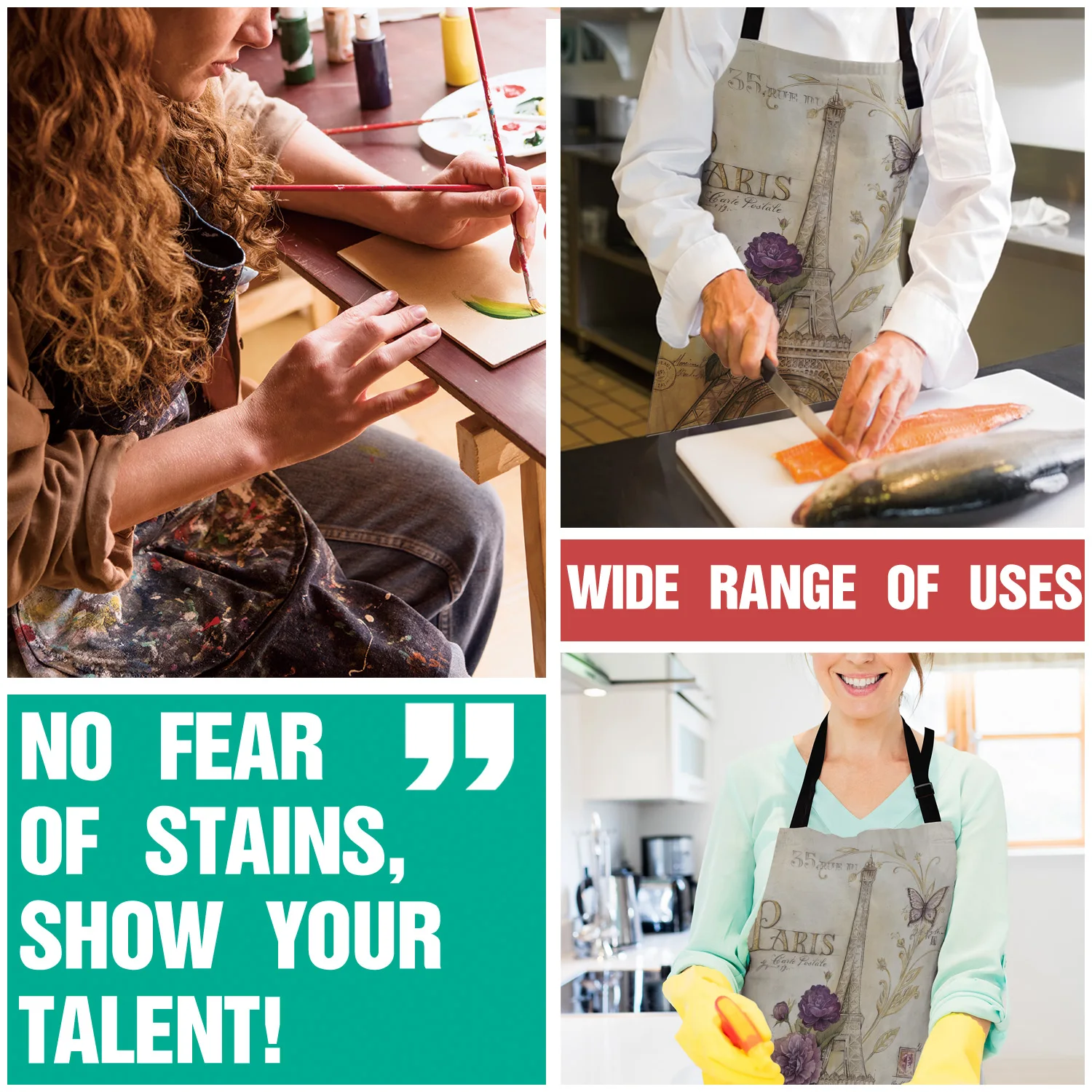 Винтажные Кухонные фартуки с принтом в виде башни Парижа и бабочек Прочный