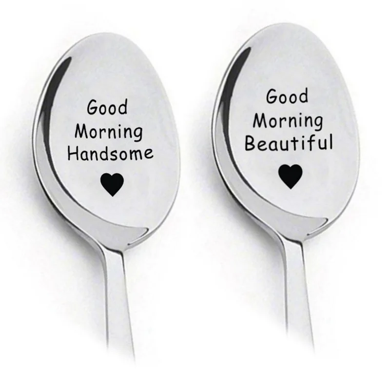 

Stainless Steel Milk Coffee Spoons Dessert Ice Cream Fruit Fork Teaspoon Tableware Valentine's Day/wedding Gift for Lovers/Guest