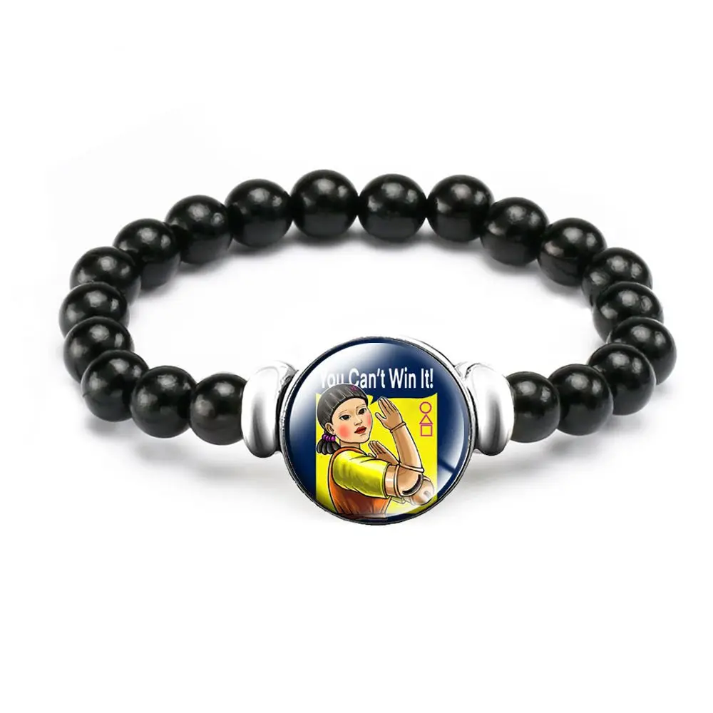 

Squid Game Korean Movie Acrylic Natural Stone Charm Bangle Beaded Bracelet Women's Hand Jewelry Men Fashion Accessories Gift