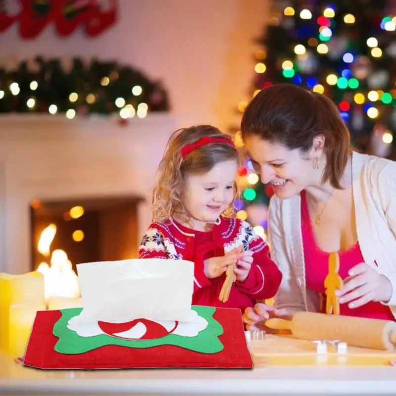 Новая Милая Рождественская коробка для конфет держатель салфеток бархатная