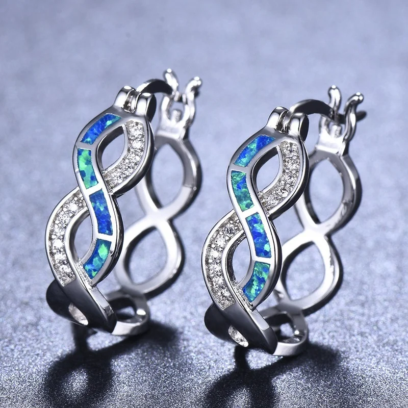 

Fashion women geometric twisted opal earrings party jewelry accessories simple holiday gifts wholesale