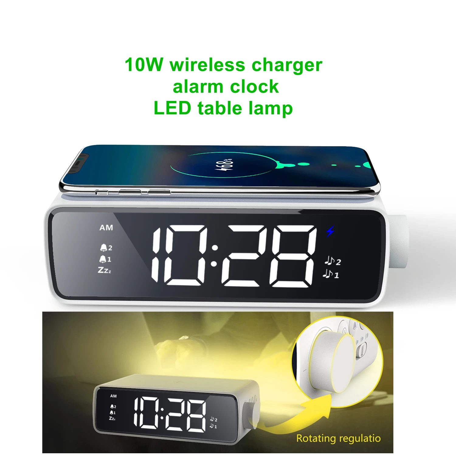 Настольный электронный будильник со светодиодной подсветкой цифровой