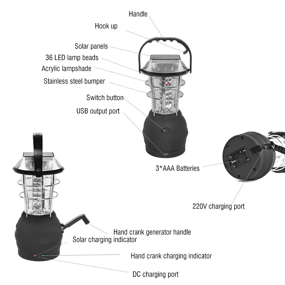 Дешево Суперъяркий светодиодный фонарь BORUiT на солнечной батарее, фонарь для кемпинга, работы, экстренного освесветильник, охоты, 36 светодиосветод...