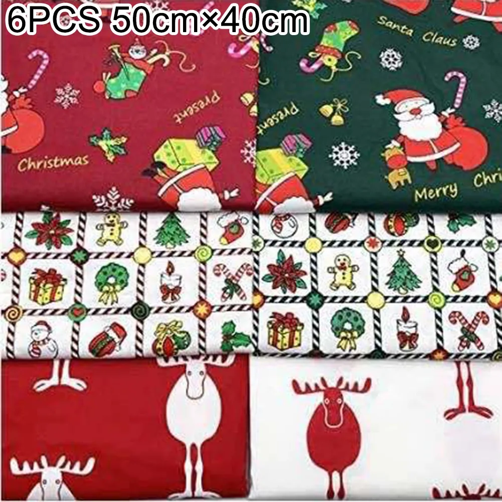 Рождественская ткань красный синий за метр набор из хлопчатобумажной ткани