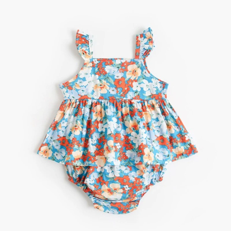 

Baby Sleeveless Sling Top Shorts Pants Set Floral Print Cotton Summer Outsuits Newborn Clothing for 0-36Months Infants 69HE