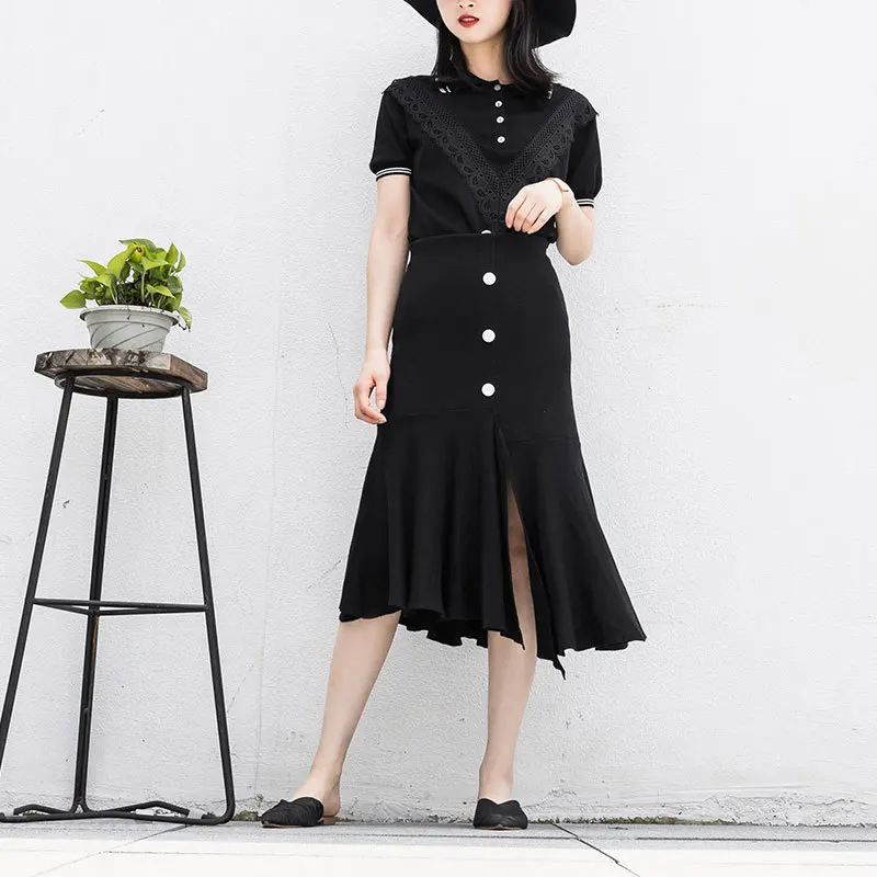 

2020 Knitting Bodycon Stretch High Waist Winter Mermaid Skirt Flower Pattern Women Skirts Faldas Jupe Femme Saia