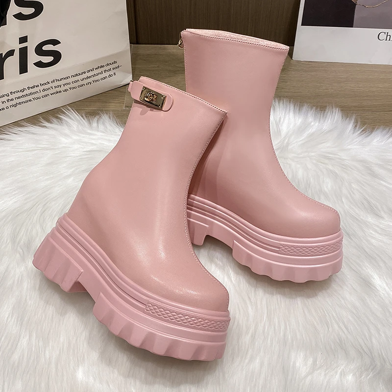 

Зимние массивные ботинки, модная женская обувь, женские ботильоны челси, женские ботинки на толстой подошве в британском стиле, 11 см