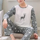 Весенне-осенние мужские пижамные комплекты, хлопковые пижамы с длинным рукавом, повседневные мужские пижамные комплекты размера плюс, одежда для сна