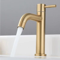 brush gold single cold basin faucet 304 sus material basin mixer bathroom sink faucet water wash mixer tap