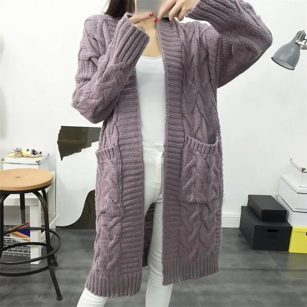 

Long Sleeve Open Front Women Cardigan Casual Autumn Winter Twist Knitted Sweater Women Solid Color Coat Outerwear свитер женский