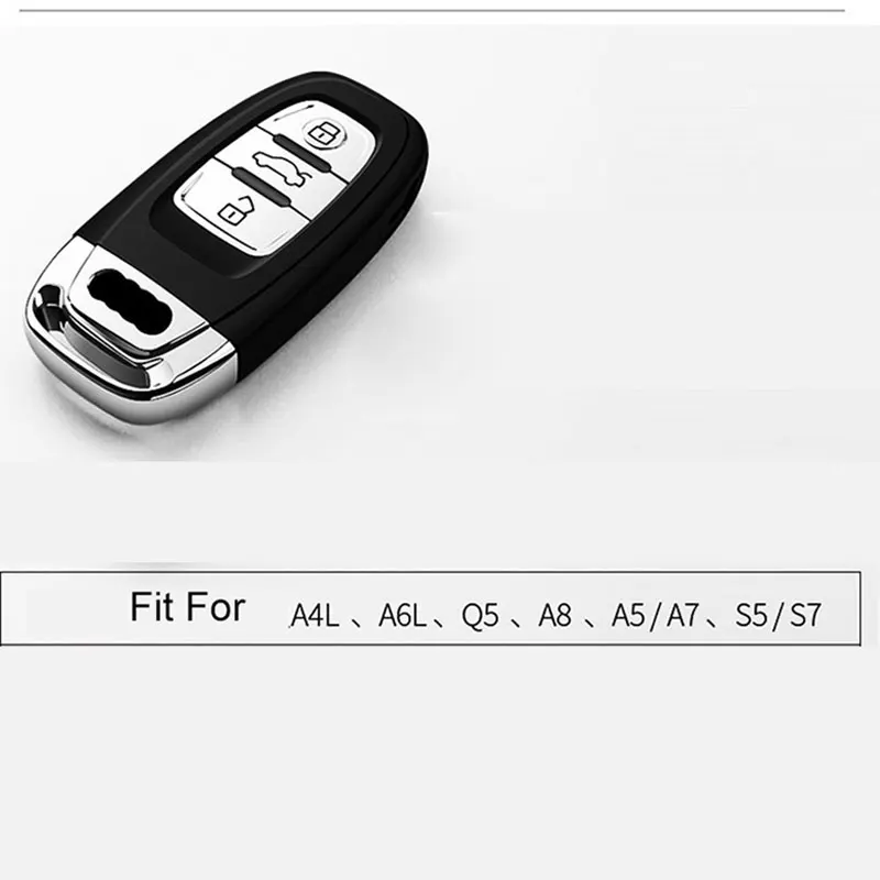 

Carbon Fiber TPU Car Key Case For Audi A3 A4 A5 A6 A7 A8 Q5 Q8 S4 S5 S6 3 Buttons Remote Cover Bag Keychain Auto Accessories