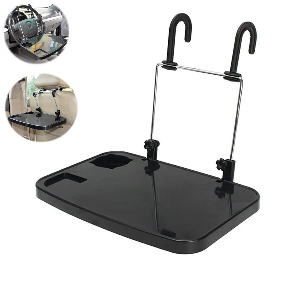 

Car Portable Desk Car Tray Laptop Lunch Travel Table Compact Hook on Multi-functional Holder For Eating OR Working Accessories