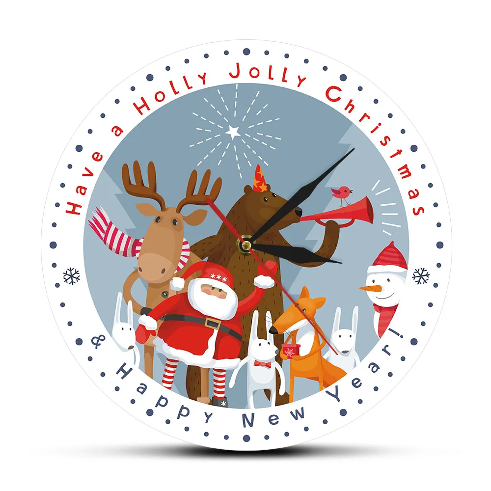 Счастливого Рождества Праздник времени современные настенные часы домашний