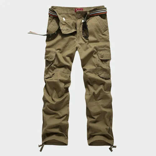 Army yellow Новинка, тактические брюки карго, мужские военные штаны, хлопок, много карманов, мужские повседневные мешковатые брюки, уличная одежда, прямые панталоны, Hombre - Цвет: Army yellow