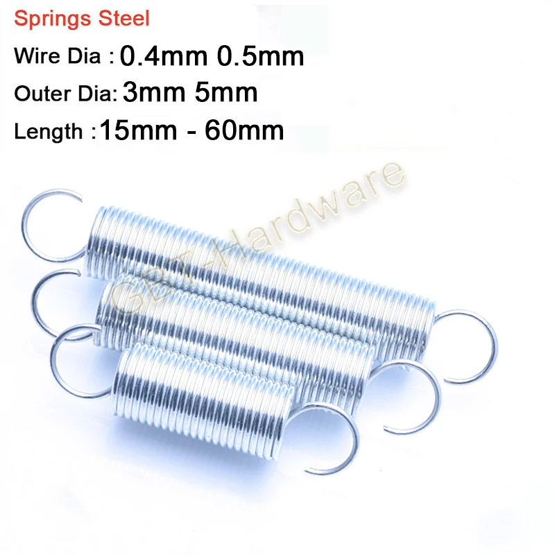 

1/2/5/10/20Pcs Galvanized Stretching Spring Wire Dia 0.4mm 0.5mm Outer Dia 3/5mm Length 15/20/25/30/35~60mm With Hook Machinery