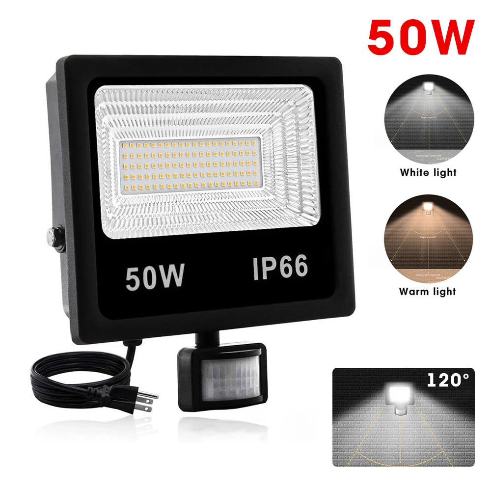 

50W Led Projector Garden Flood Light Led Lights Outdoor Solar Spotlights Leds Wall Lamp With Sensor Exterior Floodlight Lighting