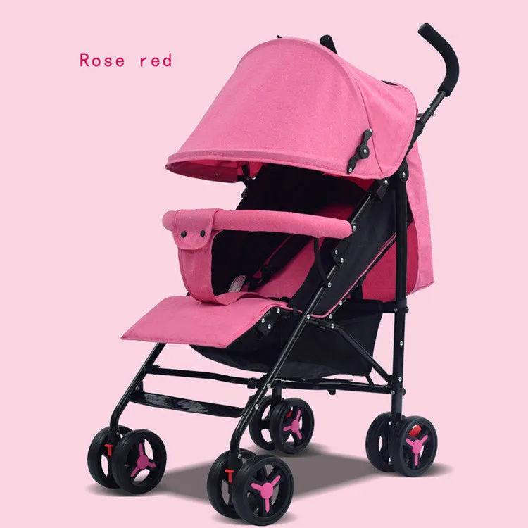 Rose Расширяющийся Сверхлегкий складной зонт для новорожденных, подходит для детских колясок 4 сезонов с высоким спросом - Color: Rose