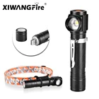 Светодиодный фонарик T6 со встроенным аккумулятором, телескопический зуммируемый налобный фонарь с зажимом, 800 лм, водонепроницаемый Магнитный Миниатюрный уличный светодиодный фонарь