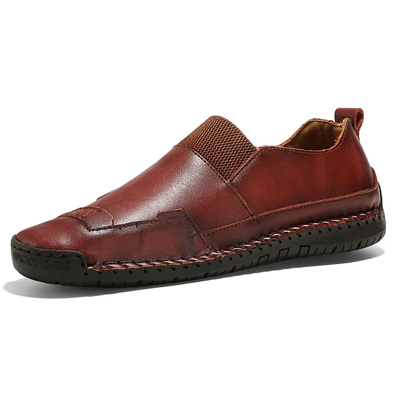 Мужские кожаные туфли ручной работы Vancat черные повседневные лоферы на плоской