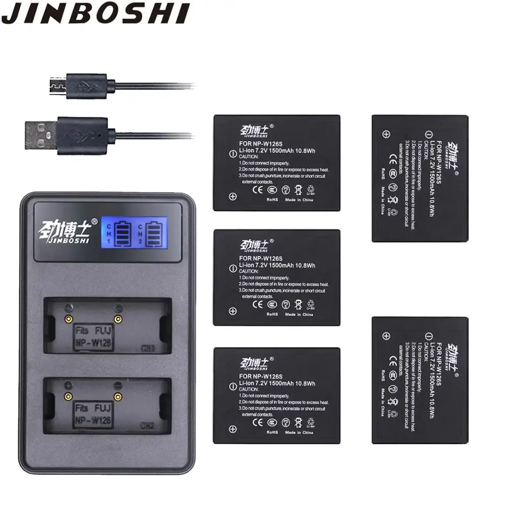 5 шт. аккумуляторные батарейки NP W126S + зарядное устройство USB с ЖК-дисплеем для Fujifilm