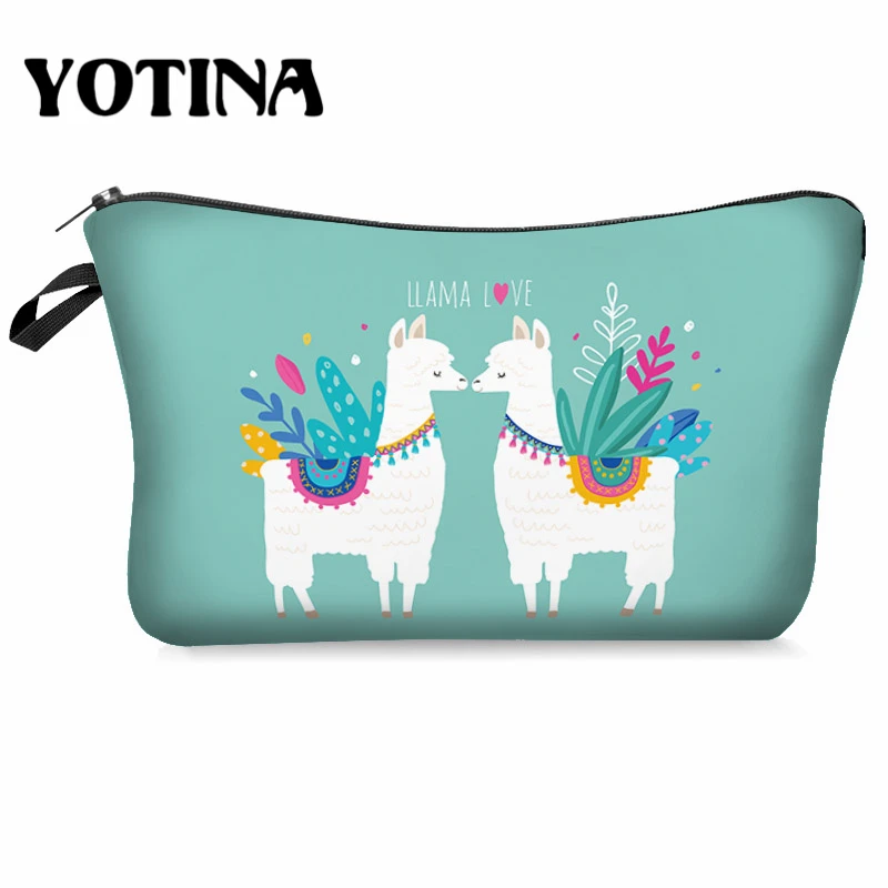 bpd54186 Yotina женская косметичка llama 3D печать с разноцветным рисунком Макияж сумка на молнии путешествий Органайзер для макияжа - Цвет: bpd54186